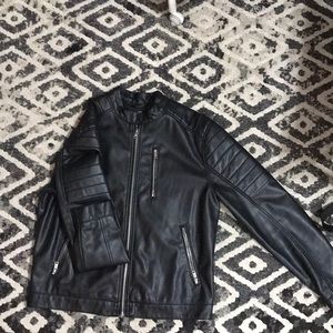 Faux leather jacket with zipper detailing